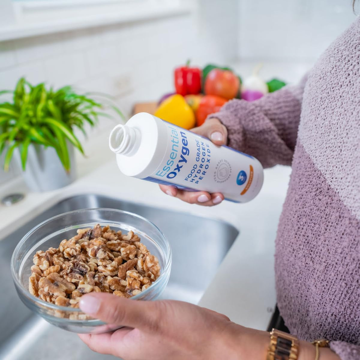 , Food Grade Hydrogen Peroxide, 8 + 32 Fl Oz, Natural Cleaner, 3%, 1 - 8 Fl Oz Spray and 1 - 32 Fl Oz Bottle, Refill, HP (Pack of 2)