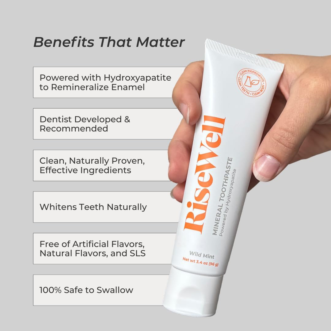 Mineral Toothpaste - All Natural Toothpaste with Hydroxyapatite - Made in the USA, No Added Fluoride, Sls-Free - for a Stronger and Healthier Teeth, Wild Mint, 3.4 Oz