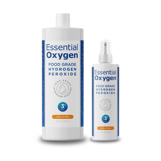 , Food Grade Hydrogen Peroxide, 8 + 32 Fl Oz, Natural Cleaner, 3%, 1 - 8 Fl Oz Spray and 1 - 32 Fl Oz Bottle, Refill, HP (Pack of 2)