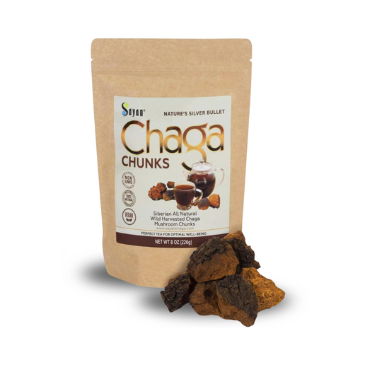 Siberian Pure Raw Chaga Mushroom Chunks with Black Top Crust 8 Oz / 223 G – Premium Wild-Harvested Antioxidant Tea for Immune Support, Focus and Digestive Health - Non-Gmo