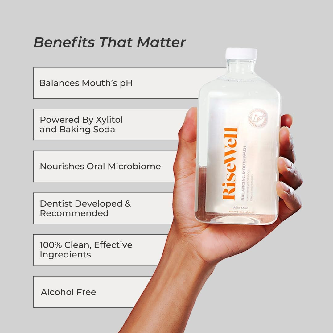 Balancing Mouthwash - Ph Balancing Alkaline Alcohol Free Mouthwash - Dentist Developed Dry Mouth Rinse - No Added Fluoride and Sls-Free - Wild Mint, 16 Oz