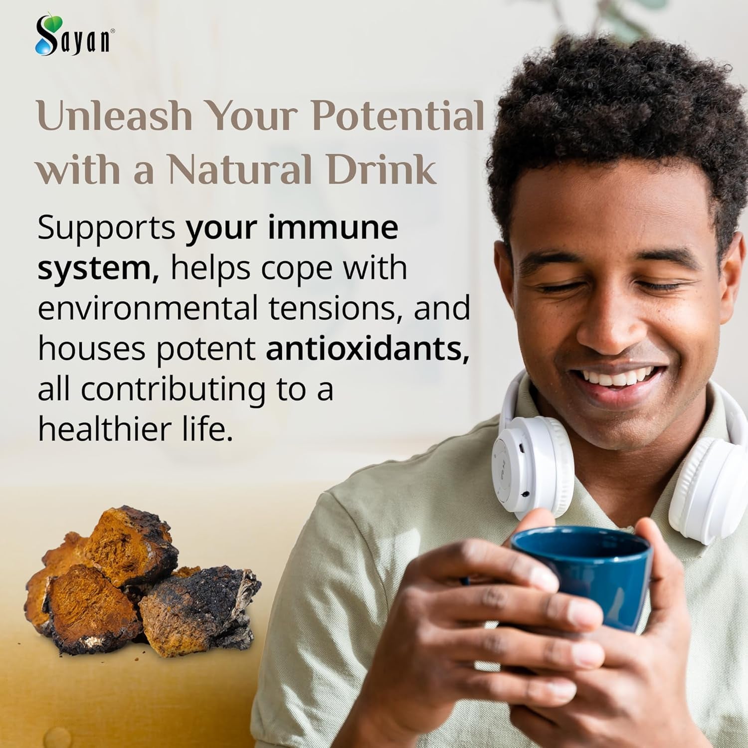 Siberian Pure Raw Chaga Mushroom Chunks with Black Top Crust 8 Oz / 223 G – Premium Wild-Harvested Antioxidant Tea for Immune Support, Focus and Digestive Health - Non-Gmo