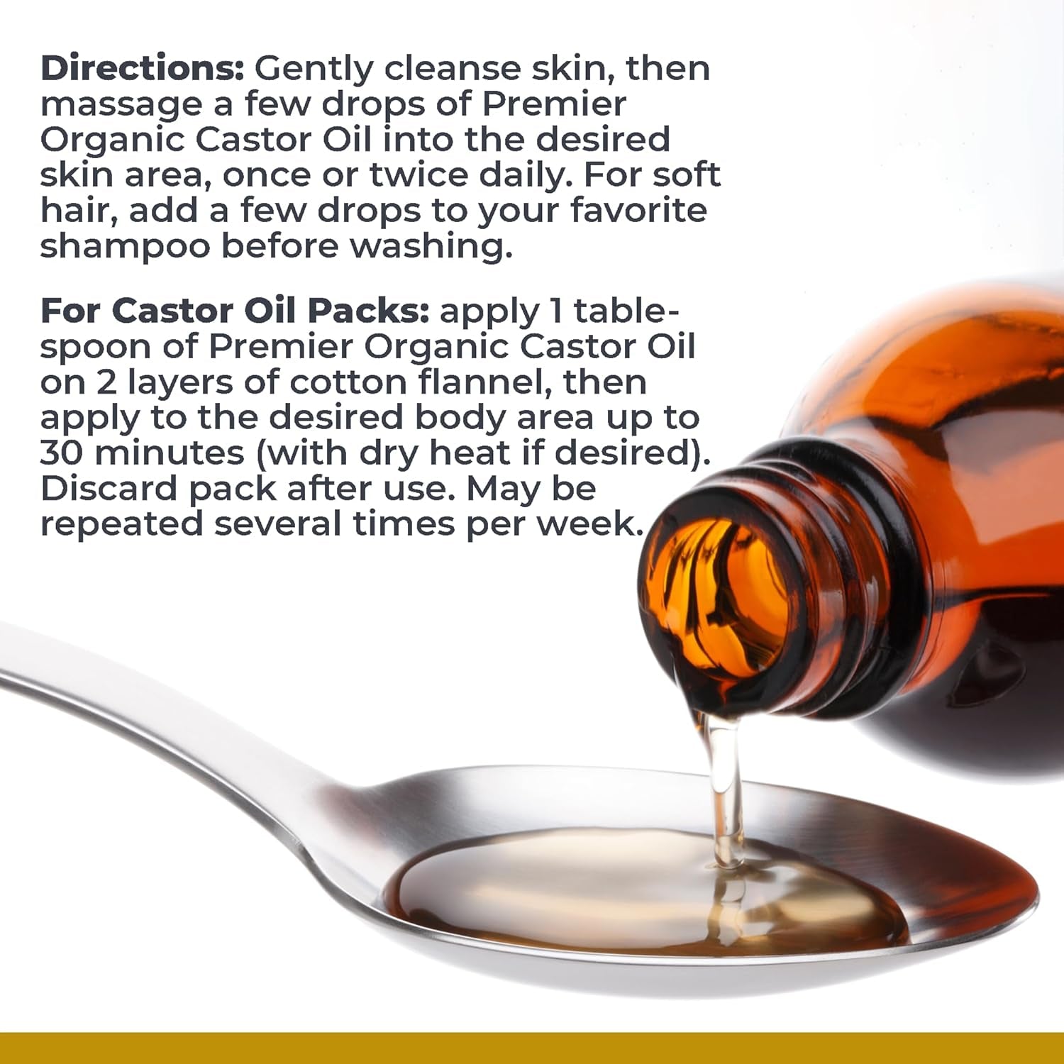 Castor Oil - Cold Pressed & Hexane-Free Castor Oil - Body Oil for Dry Skin & Hair - Castor Oil for Body Moisturizer - Pure Vegan & Non-Gmo - 8 Fl Oz