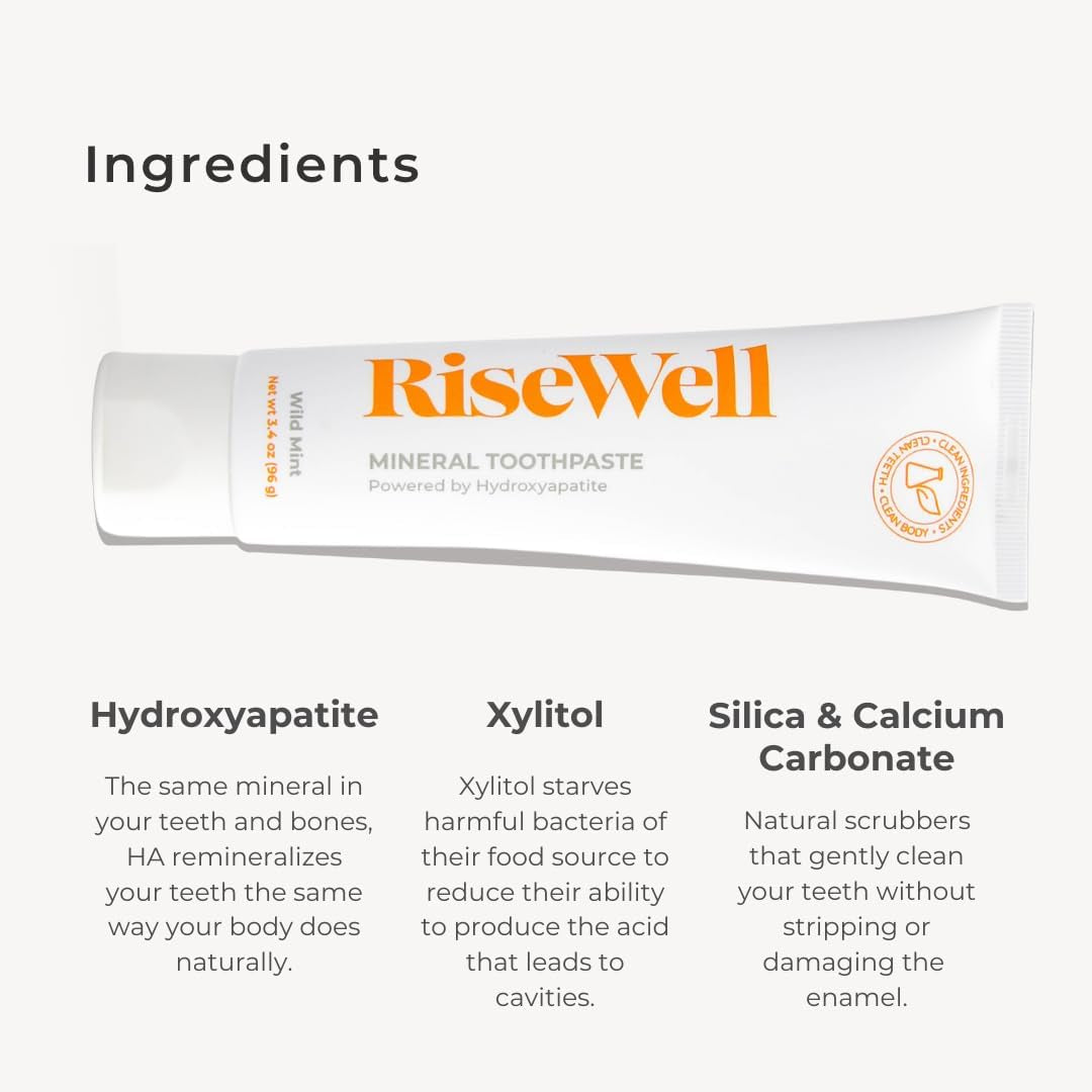 Mineral Toothpaste - All Natural Toothpaste with Hydroxyapatite - Made in the USA, No Added Fluoride, Sls-Free - for a Stronger and Healthier Teeth, Wild Mint, 3.4 Oz