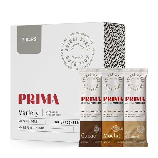 Grass Fed Protein Bars, 7 Pack – Animal-Based Protein Bar with Beef Tallow, Raw Honey, Seed Oil Free, Low Carb, Gluten-Free – Healthy, Energy Snacks for Clean Lifestyle (7 Pack, Variety Pack)