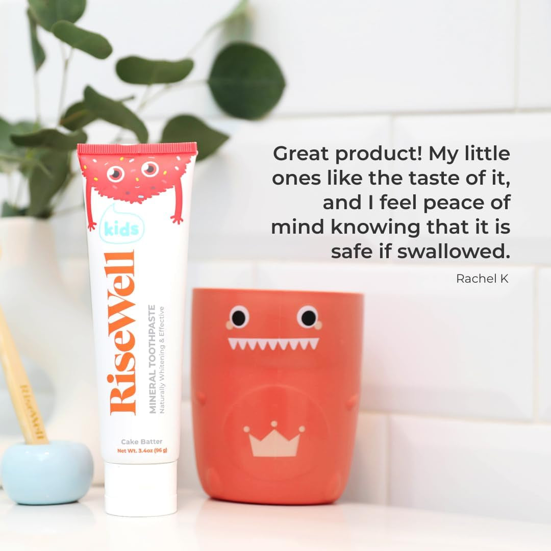 Kids Mineral Toothpaste - Kids Hydroxyapatite Toothpaste - Made by Dentists, Safe to Swallow, No Added Fluoride and All Natural - Cake Batter Flavor, 3.4 Oz