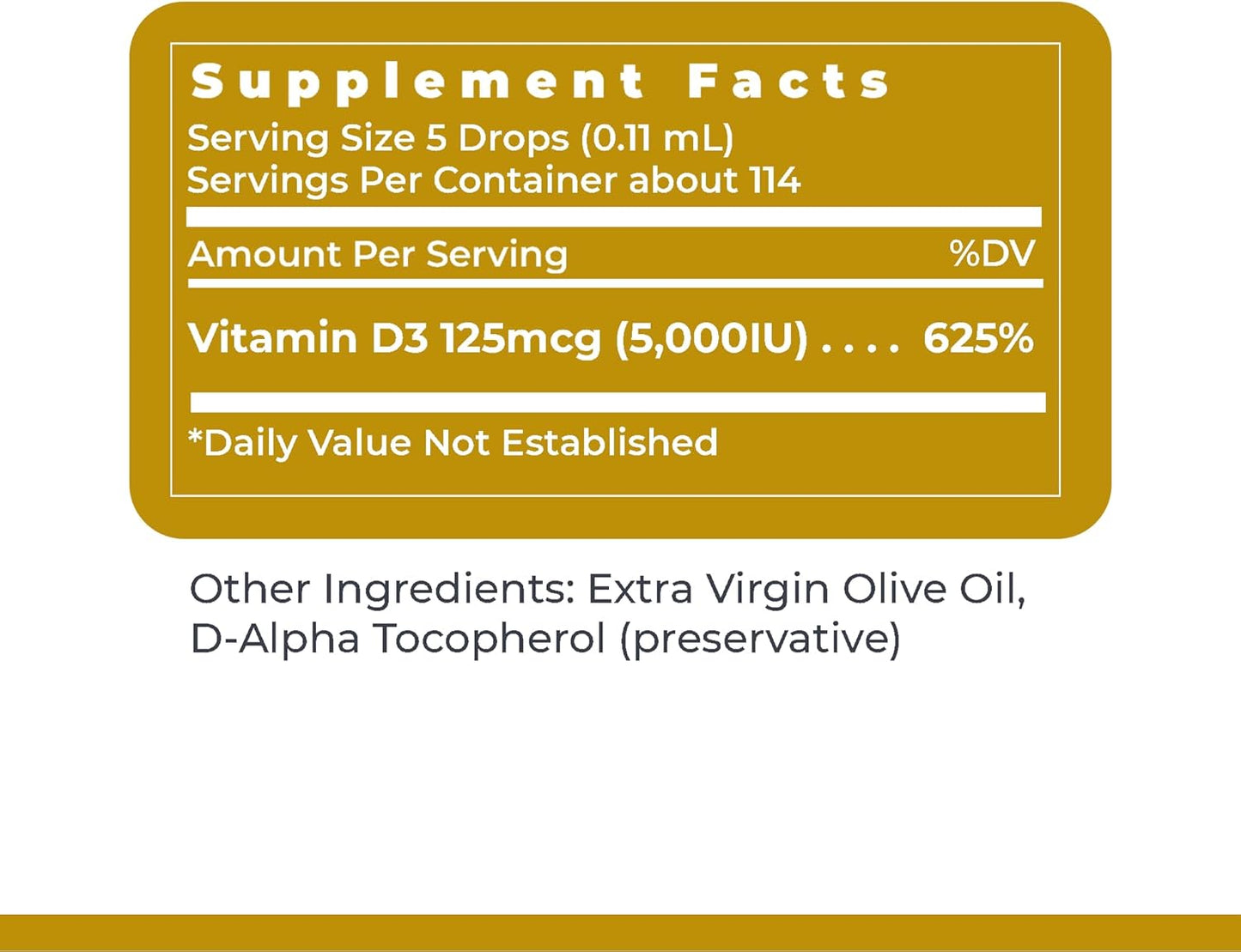Vitamin D3 Serum - Liquid Vitamin D Oil Drops for Adults, Liquid Vitamin D3 5000 IU, Sublingual Vit D3 Liquid - 0.43 Fl Oz